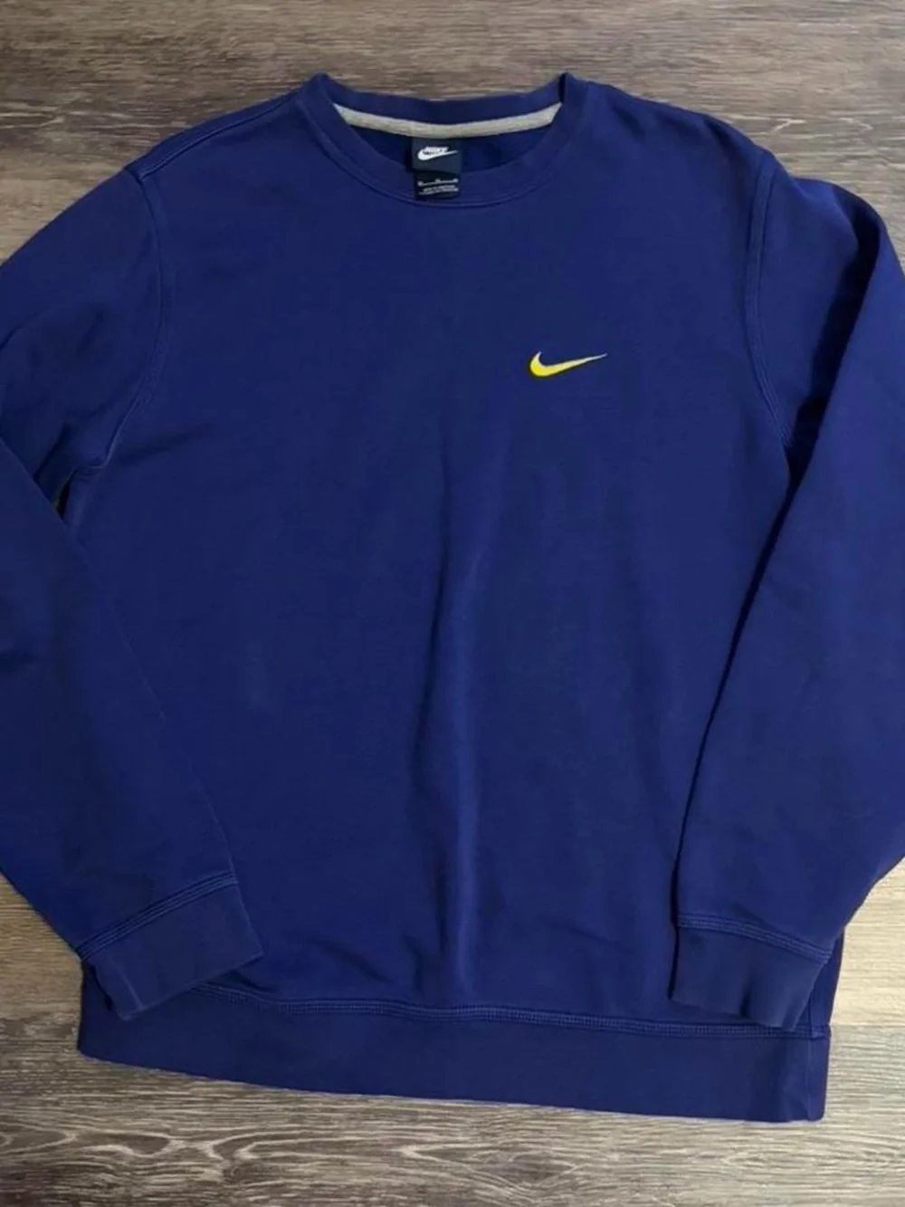 Nike Men's Royal Blue Crewneck Sweatshirt with Yellow Swoosh